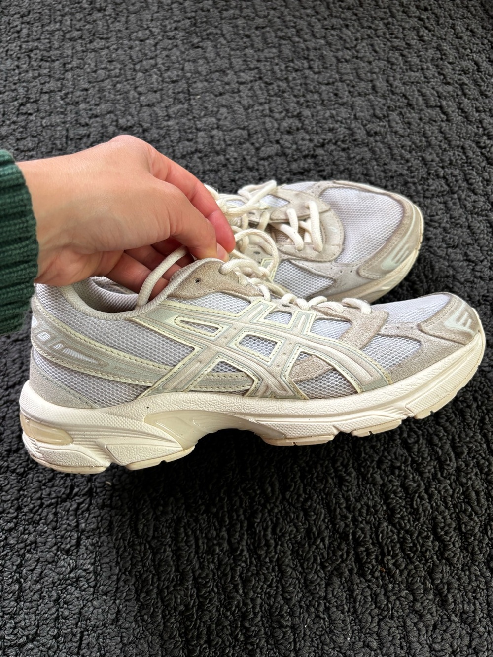 ASICS Women's Off-White and Light Gray Athletic Sneakers